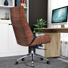 Walnut Black Genuine Leather Executive Office Chair Swivel Chair High Back