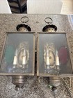 Vtg Pair Of Red Green Signal Lamp Brass Copper Lantern Nautical Ship Boat Light