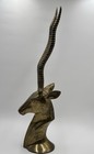 Mid-century Modern Vintage Metal Brass Colored Gazelle Head Bust Statue