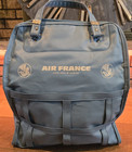 Air France 1960s Vtg Airline Carry On Light Blue Vinyl Overnight Travel Bag 14 h