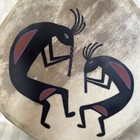 Awesome Vintage Native American Buffalo Hide Double Sided Drum Heavy