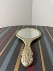 Vintage Repouss   Silver Vanity Mirror Hand Held Angels Cherubs Antique Rococo