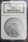 2008 W Burnished Silver Eagle Reverse 2007 Ngc Graded Flawless Coin