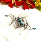 Blue Turquoise Handmade Gemstone Hair Pin 925 Sterling Silver Jewelry