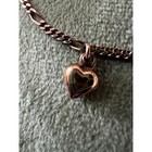 9    Sterling Silver Heart Anklet 925 Italy Mws Figaro Chain Rose Gold Ton