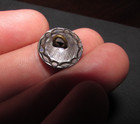 Antique Victorian Stamped Brass   Iridescent Cut Steel Collar Button Flower