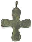 Ca 1100 Ad 12th Century Byzantine Large Chased Portrait Of Christ Cross Pendant
