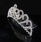 Rhinestone Tiara Crown Princess Flower Girl Children Birthday Wedding Comb S8b11