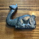 Peruvian Andean Hand Carved Black Stone Sitting Laying Llama Deer Figurine 4 5 l