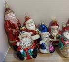 Lot Of 15 Vintage Glass Santa Ornaments Czech Germany Poland Taiwan Inge Classic
