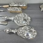 9 Pc Sterling Silver Dresser Vanity Set Brushes Mirror Tools Vintage