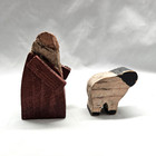Vintage Hand Carved Wood Block Shepherd   Sheep Rustic Primitive Country Decor