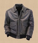 Mens A2 Bomber Real Distressed Leather Vintage Flight Jacket Black Faded Seams  