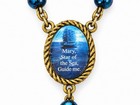 Blue Bead Christian Rosary Necklace W  Crucifix Mary Star Of The Sea Medal