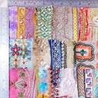 Very Rare Lot Antique Vintage Sari Lace Edging Ribbon 50pc Embroidered C313 Bb25