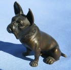 French Bulldog Bronze Austria 3  Dog Marked Solid Metal Figurine