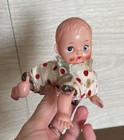 Vtg 1950s Celluloid Made In Japan Crawling Wind Up Baby Creepy Polka Dot Read