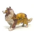Vintage Collie Border Collie Dog Enameled Trinket Box Rhinestone Enameled
