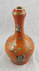 Antique Orange Glaze Hand Painted Floral Asian Chinese Japanese Vase 14-1 2 