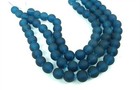 25 Frosted Sea Glass Round   Rocaille Beads Matte - Marine   Azure Blue 10mm
