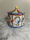 Carousel Horses Multicolor Ceramic   Porcelain Canister Jar W  Lid  Round