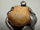 Vintage Raw Amber Pendant  Tibetan Silver Amulet  Nepal Tribal Jewelry
