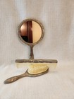 Vintage Silver Plated Vanity Set Hand Mirror  Hair Brush  Comb Dresser Decor