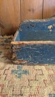 Best Antique Early Country Wood Tote Carrier Orig Blue Paint 28 5  Sq n