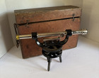 Vintage Starrett Transit Leveling Instrument No 101 C With Wood Box Read