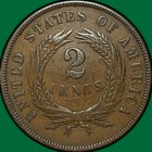 1867 Two Cent Piece Almost Uncirculated Au Coin  41236