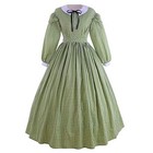  Women s Civil War Dress Victorian Dickens Costume1860s Civil 3x-large Green