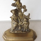 Antique Brass Or Bronze One Arm Candelabra Child Daughter Mother Woman Cir 1900