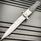 8  Black Wood Spring Open Assisted Tactical Stiletto Folding Pocket Knife New 