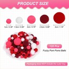 120 Pcs Fuzzy Pom Poms Balls Assorted Sizes For Diy Crafts Red Series