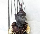 Vintage Burmese Marionette Puppet Carved Wood Myanmar 24in Folk Art