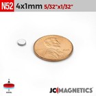 4mm X 1mm 5 32 x1 32  N52 Rare Earth Neodymium Small Thin Magnet Disc 4x1mm