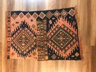 Antique South American Hand Woven Rug  Small Sized  Distressed Primative Design