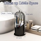 Black Clear Cover Rotating Toothbrush Holder Bathroom Vanity Storage Organizer