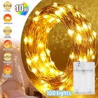 100 Led Fairy String Lights Christmas Tree Wedding Xmas Party Outdoor Decor 10m