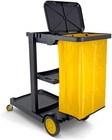 Compact Size Janitorial Cart   3 Shelves   25 Gallon Vinyl Bag With Cover