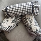 Lot Of 3 Vtg Black   Cream Toile Plaid Tasseled Envelope Cotton Throw Pillow