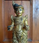 Burmese Wooden Shwe Nawrahta Nat Golden Statuette 20th Century Myanmar