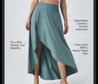 Women s Blue Chiffon Wrap Skirt High Rise Asymmetrical Long A-line Pull-on