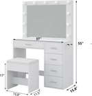 37 w Vanity Desk With Power Outlet  Vanity With Mirror And Lights  Chair