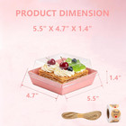 100 Pack Pink Charcuterie Boxes With Clear Lids  5 Inch Square Dessert Box