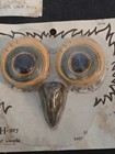 Lot Of 3 Ceramic O henry Owl Eyes   Beaks And 4 Wooden Owl Macrame Beads Vtg