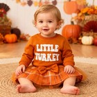 Girl Thanksgiving Outfit Little Turkey Sweatshirt bow Skirt Set Fall Clothes    