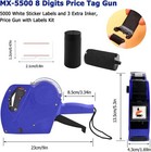 Mx-5500 8 Digits Price Tag Gun With 5000 White Sticker Labels And 3 Blue 