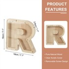 Wooden Letter Piggy Bank  Letter R  1 Pcs