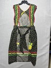 Vintage Handmade Full Bib Apron Floral Basket Applique Rick Rack Pockets